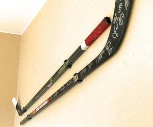Hockey stick mounted on wall